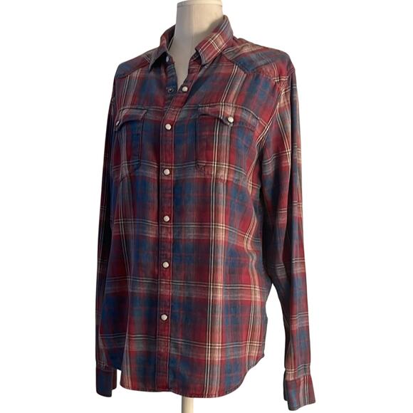 Lucky Brand Tops - Lucky Brand Plaid Button-Up Shirt - Red and Blue | Size M